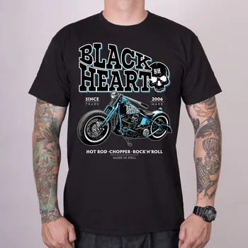 Pánské tričko Pánské MOTORKÁŘSKÉ tričko BLACK HEART BLUE BOBBER Barva: Černá, Velikost: 3Xl