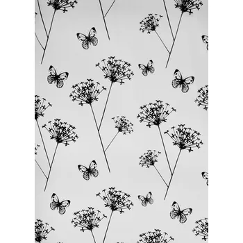 Sprchový závěs BISK Erga FLOS, sprchový závěs s háčky (12ks) 200x180 cm, bílá-černá, ERG-08271