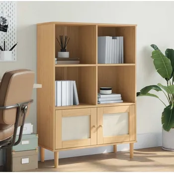 Knihovna vidaXL Knihovna SENJA ratanový vzhled 90 x 35 x 130 cm borovice [358062] Barva: Hnědá