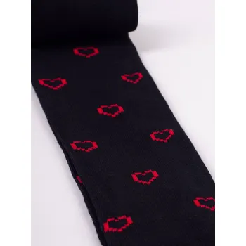 YO Punčocháče RAB0003G černé s červenými srdíčky velikost oblečení - děti: 116/122