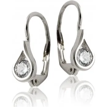 Náušnice Zlaté náušnice slza čiré zirkony - VE5 - bílé zlato (Náušnice se zirkony v bílém zlatě)