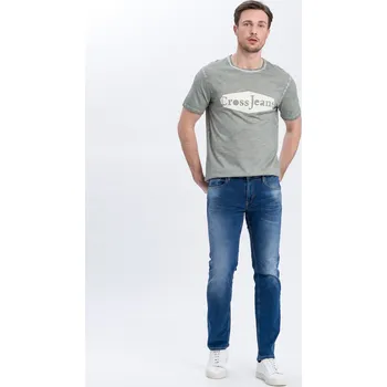 Pánské džíny Pánské jeans CROSS JEANS Damien Flex Mid Blue E198-027 Velikost: W33 / L32