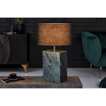 Lampička Art deco stolní lampa Miracul v zeleném provedení s mramorovou obdélníkovou podstavou 55cm