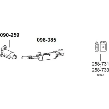 Filtr pevných částic filtr pevných částic Bosal 098-385