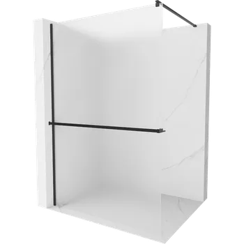 Mexen Kioto+ sprchová stěna s poličkou Walk-in 90 x 200 cm, námraza, černá - 800-090-121-70-30 Sprchové stěny