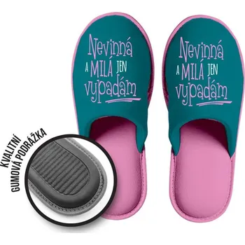 Žertovný předmět Nekupto Dárkové papuče - Nevinná a milá jen vypadám - vel. 39-40