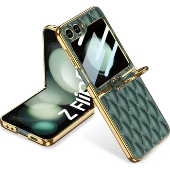 Pouzdro na mobilní telefon GKK 63960 GKK NIKKI Kryt s držákem Samsung Galaxy Z Flip 5 5G tmavě zelený