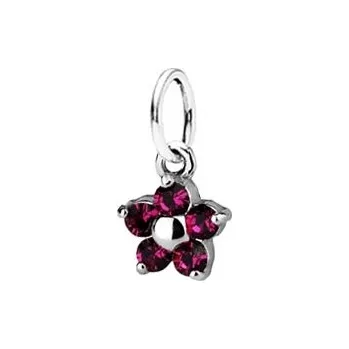 Přívěsek Dětský stříbrný přívěsek Swarovski® elements - tmavě růžová kytička