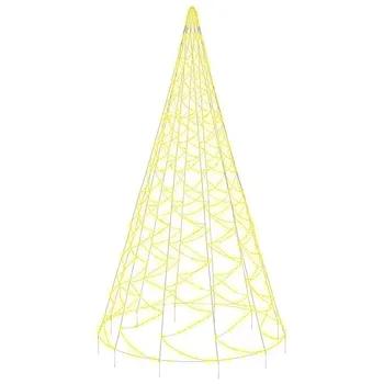 Vánoční osvětlení Vánoční stromek na stožár s klikatými světly 500 cm 1400 LED teplá bílá