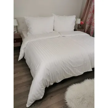 Povlečení Povlečení damaškové bílé TiaHome 1x Polštář 90x70cm, 1x Přikrývka 140x220cm