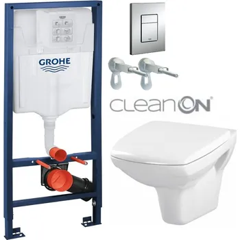 Klozet Rapid SL pro závěsné WC 38528SET s chromovou deskou + WC CERSANIT CLEANON CARINA + SEDÁTKO 38772001 CA1