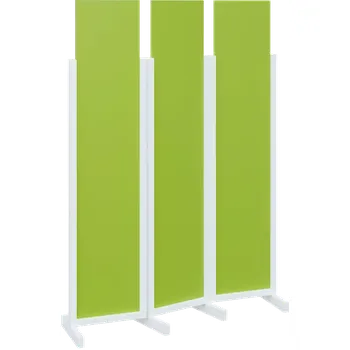 Paraván ATMOSFERE LINE 119, dřevěný 3-dílný paraván, mobilní, výška 1900 mm, rám bílá, výplň jarní zeleň