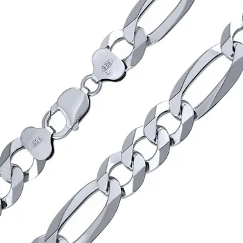 Šperk Stříbrný masivní řetěz Figaro pro muže 12,5 mm - rhodiovaný