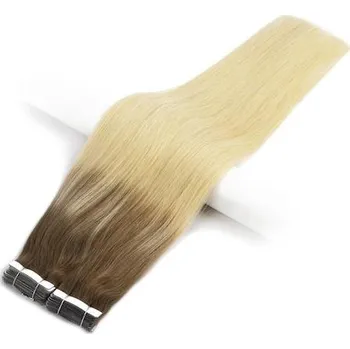 Příčesek Vlasové PU pásky tape in na prodlužování vlasů 50cm ombré 08/60 - světle hnědá / platina