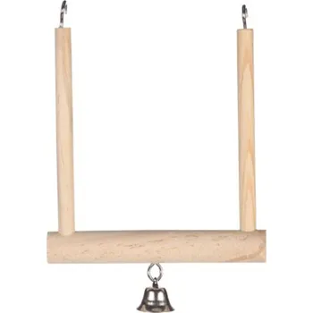 Hračka pro ptáka Dřevěná houpačka se zvonečkem pro ptáky FLAMINGO 13x12cm