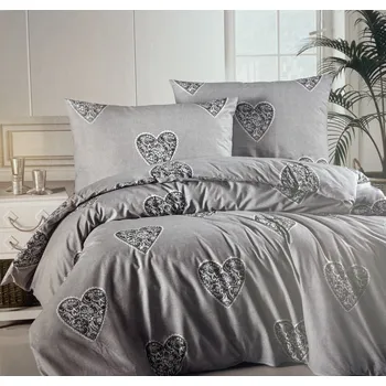 Povlečení Povlečení bavlněné Love černé TiaHome 1x Polštář 90x70cm, 1x Přikrývka 140x200cm