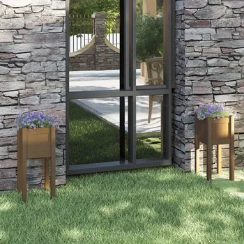 Truhlík vidaXL Zahradní truhlíky 2 ks 31 x 31 x 70 cm masivní borovice [810784] Barva: medová hnědá