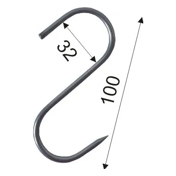 Věšák Kov - Uzenářský háček - tvar S (5 mm)