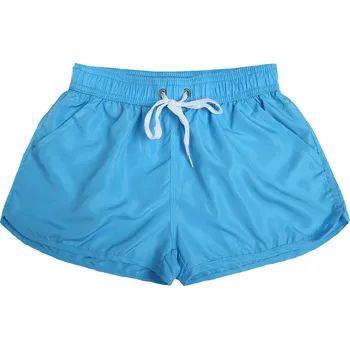 Dámské plavky FANNIFEN Dámské jednobarevné koupací šortky J16321 Barva: Světlemodrá, Velikost: XL