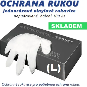Dezinfekce Ochranné Vinylové rukavice (L) 100ks nepudrované