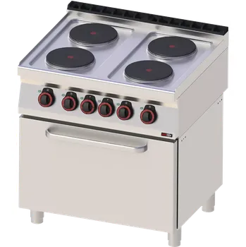 Sporák Sporák elektrický se statickou elektrickou troubou GN 2/1 - 4x plotýnka 400 V | REDFOX - SPT 70/80 21 E