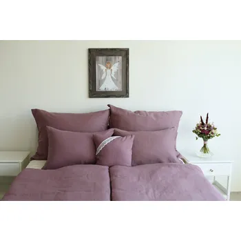 Povlečení Nelly Souprava lněného povlečení - starorůžová 140x200, 70x90