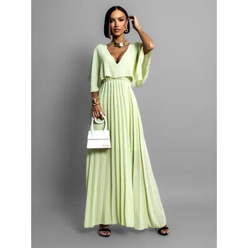 Dámské šaty Světle zelené elegantní šaty PARFOMELLE s výsřihem do V Velikost: ONESIZE