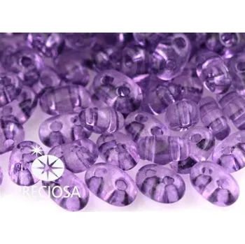 Dětské navlékací korálky Korálky/rokajl TWIN (dvoudírkový) - fialová průhledná > 2,5x5 mm (10g )