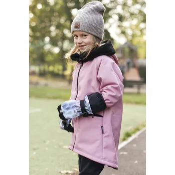 Kojenecká bunda světle růžový softshellový kabátek s hebkým chloupkem