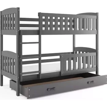 Postel BMS GROUP Dětská patrová postel Kubus - 2 osoby, 80x190 s úložným prostorem – Grafitová, Grafit