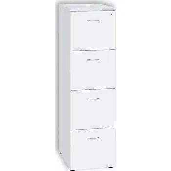 Kartotéka LKR - 4 dřevěná kartotéka A4, 4-zásuvková, centrální zámek, korpus šedá/čílka bílá