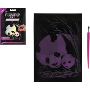 omalovánky SMT Creatoys Škrabací obrázek stříbrný - Pandy