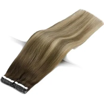 Příčesek Vlasové PU pásky tape in na prodlužování vlasů 30cm ombré balayage 08/14/60 - světle hnědá / tmavá blond / platina