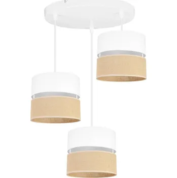Závěsné svítidlo Juta, 3x jutové/bílé textilní stínítko, o, w