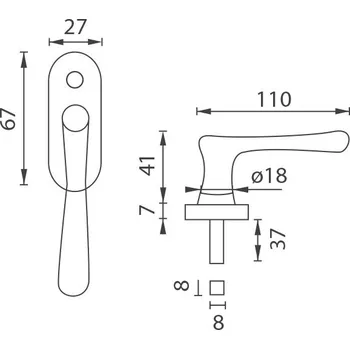 Okenní klika COBRA OKENNÍ půloliva ELEGANT velká Povrch: OFS - bronz česaný