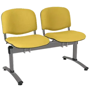 CL - 22, čalouněná lavice do čekárny, 2-sedák, koženka AN - 036 žlutá, kostra chrom