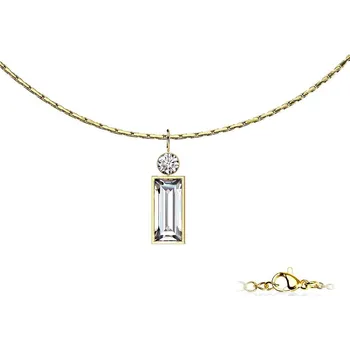 Náhrdelník Zlacený ocelový náhrdelník s přívěskem se zirkonem