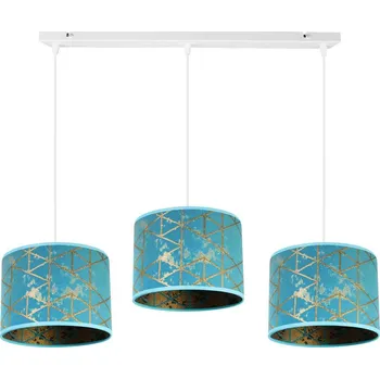 Závěsné svítidlo Werona 4, 3x modré textilní stínítko se vzorem, (výběr ze 2 barev konstrukce), g