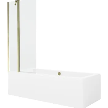 Vanová zástěna MEXEN/S - Cube obdélníková vana 170 x 80 cm s panelem + vanová zástěna 80, transparent, zlatá 550517080X9408115000