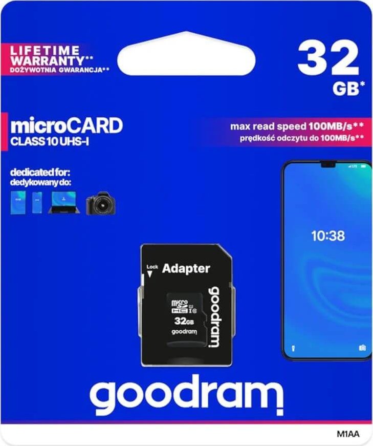 goodram Paměťová karta micro SDHC 32GB UHS-I Class 10, U1 včetně SD adaptéru