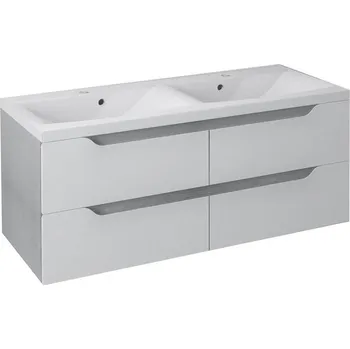 Koupelnový nábytek Sapho Wave Dvojumyvadlová skříňka 119,7x50x47,8cm, bílá/dub stříbrný, WA120-3011