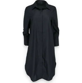 Dámské šaty Košilové šaty over size s kapsami B9356 barva: černá, velikost: S/M