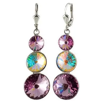Náušnice Náušnice Rivoli se Swarovski Elements s třemi kameny Light Amethyst světle fialový