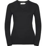 Russell Collection Pletený dámský pulover z polyakrylu s véčkovým výstřihem Barva: tmavě šedý melír, Velikost: XXL Z710F