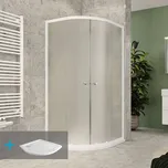 Sprchový set z Kory Lite, čtvrtkruh, 90 cm, bílý ALU, Grape a nízké SMC vaničky