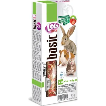 Krmivo pro hlodavce Tyčky LOLO PETS Basic jahodové pro hlodavce 90g (2ks)