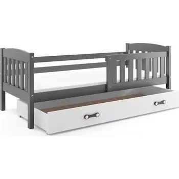 Postel BMS GROUP Dětská postel Kubus - 1 osoba, 90x200 s úložným prostorem s matrací – Grafit, Bílá