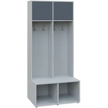Šatní skříň SZB - 180 - 80 šatní skříň s botníkem, 2-dvéřová, 1800x800x300/600 mm, korpus šedá, horní dvířka antracit