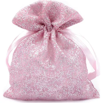 Dárkový pytlík třpytivý 10x13 cm organza, barva 4 pudrová