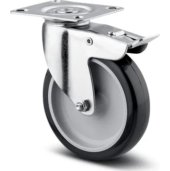 TENTE kolečko otočné 1477 brzda měkčený běhoun průměr 75mm (TENTE kolečko otočné 1477 brzda měkčený běhoun průměr 75mm)